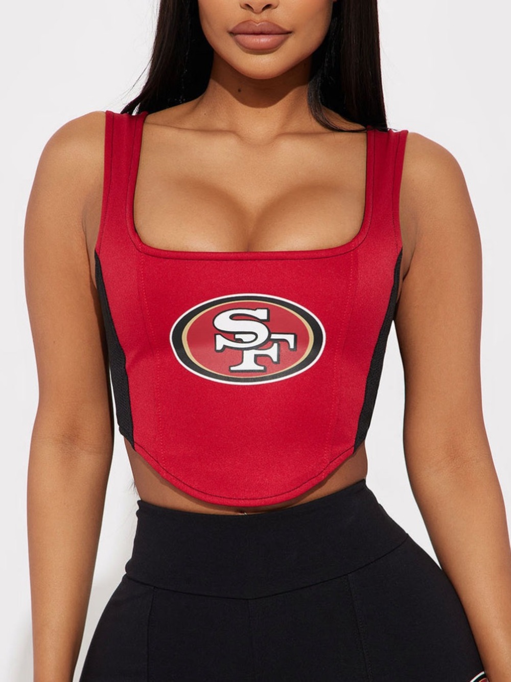 NFL x Fashion Nova 49ers corset Lace up back top